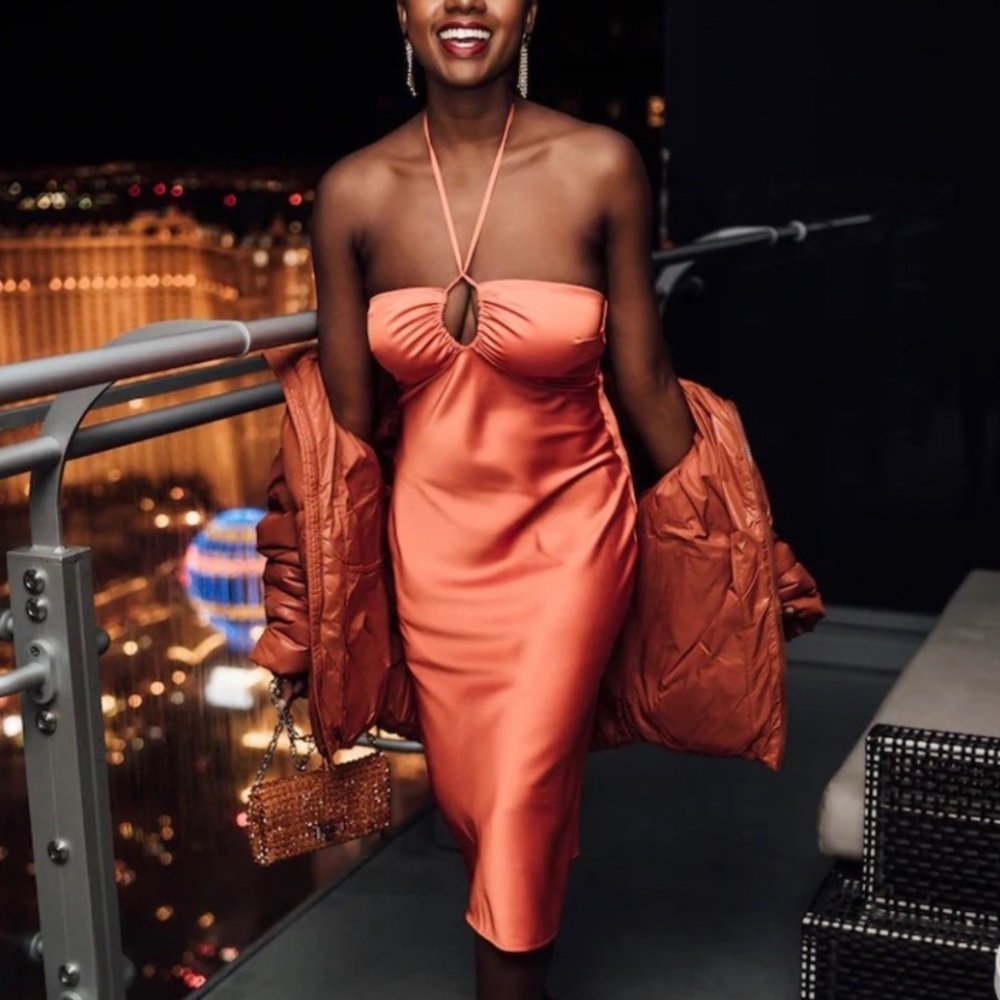 Abercrombie satin slip halter dress